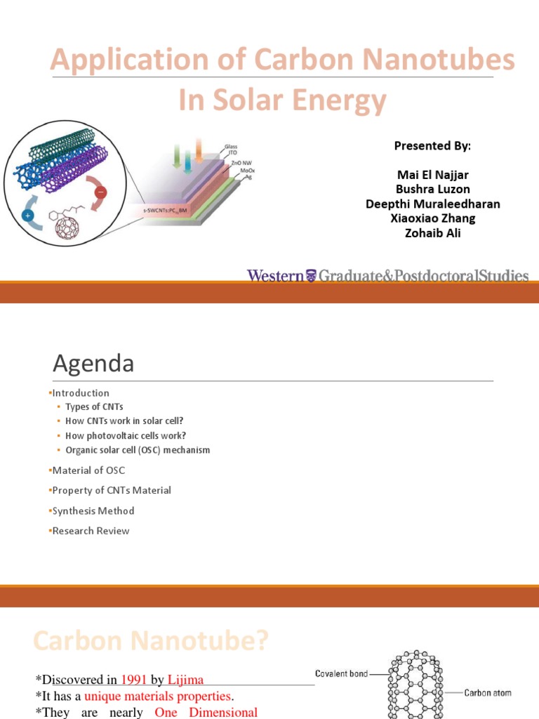 Application of Carbon Nanotubes in Solar Energy | PDF | Carbon Nanotube ...