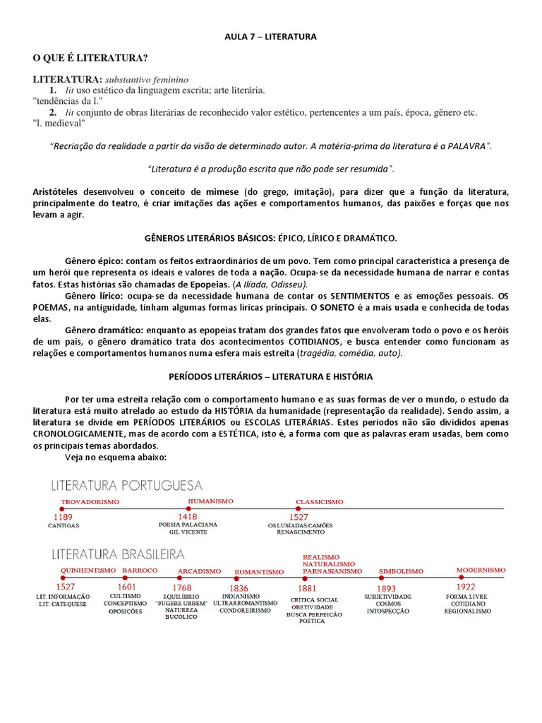 Introdução Á Literatura - Planejamento de Aula | PDF | Poesia épica ...