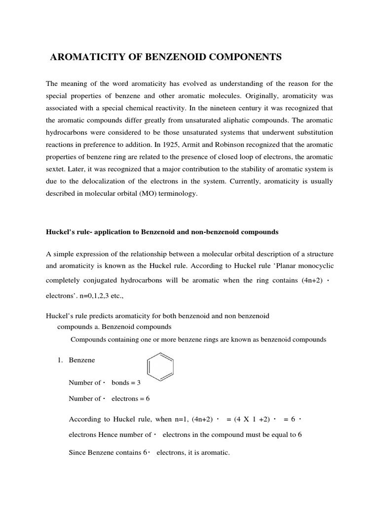 Aromaticity in Benzenoid Compounds | PDF | Aromaticity | Aromatic ...