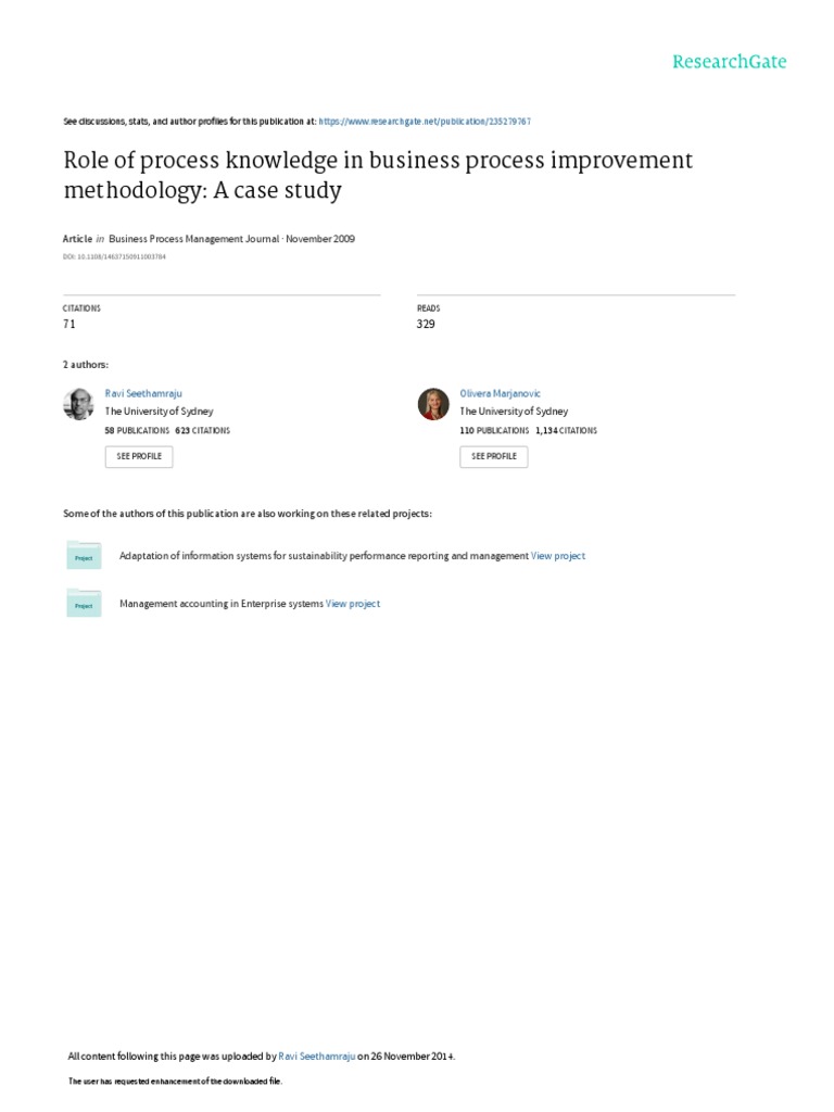 Role of Process Knowledge in Business Process Improvement | PDF ...