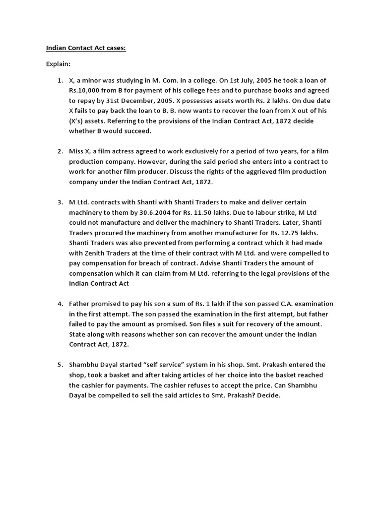 Indian Contact Act Cases PDF