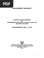 Assignment Booklet: Programme Code: Ccss