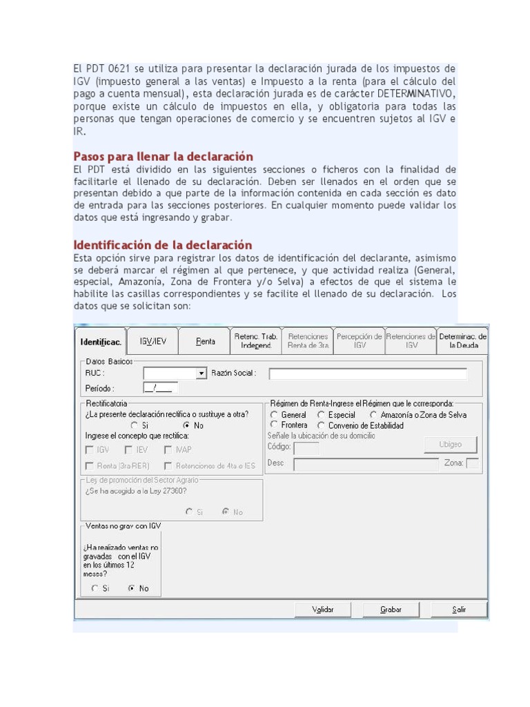 Guía para llenar el PDT 621 en Panamá | PDF | Impuesto sobre la renta ...