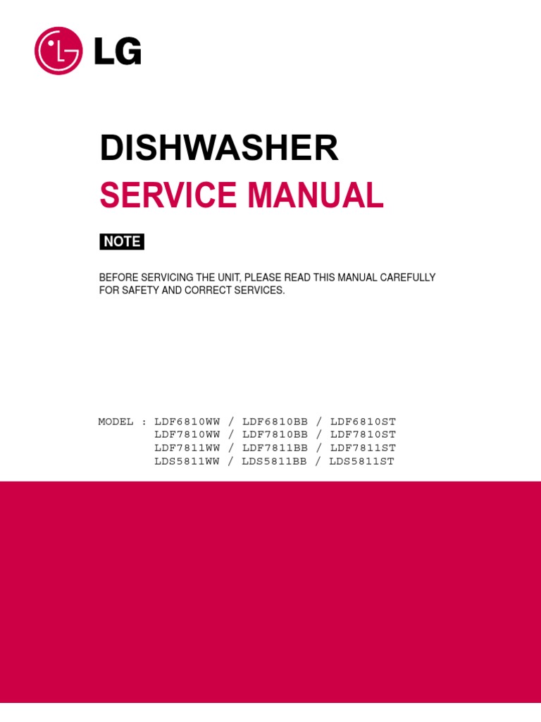LG - DW - LDF6810 Service Manual | Dishwasher | Manufactured Goods