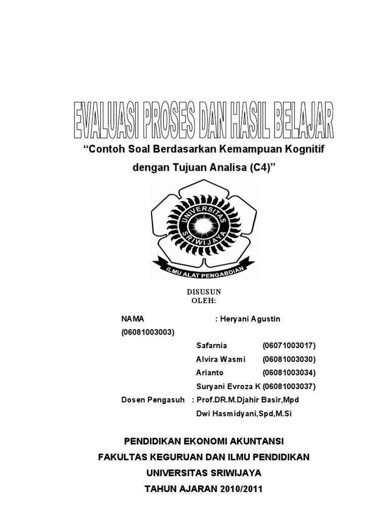 Contoh Soal Evaluasi Hasil Belajar Kognitif