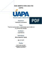 Universidad Abierta para Adultos (UAPA) : "Factores Personales y Ambientales Que Inciden en El Proceso de Estudio