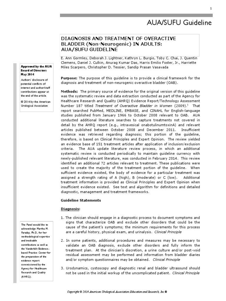 Overactive Bladder 1 PDF | PDF | Urinary Incontinence | Evidence Based ...