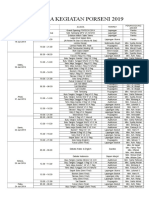 Agenda Kegiatan Porseni 2019: Hari / Tanggal Waktu Acara Tempat Penanggung Jawab