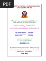 Collaborative Filtering Recommendation Engine Using Python: Bachelor of Technology IN Computer Science and Engineering