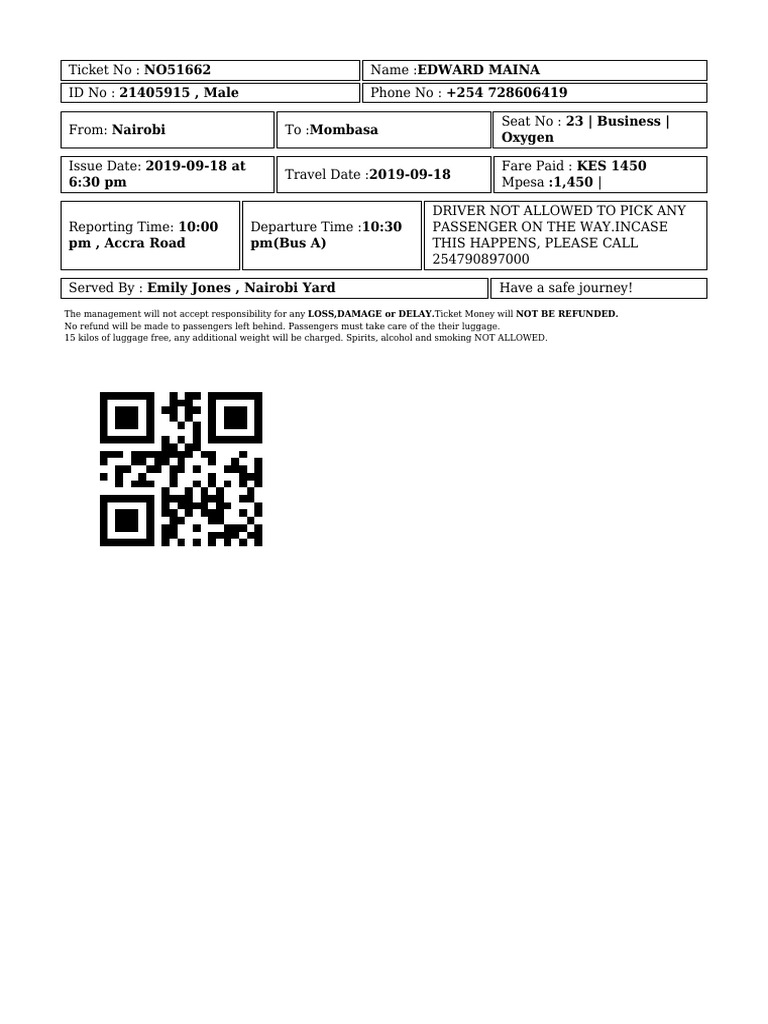 Modern Coaches Bus Ticket PDF