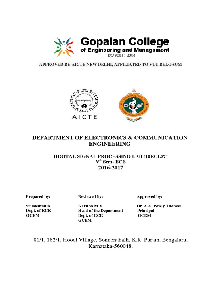 DSP Vtu Lab Manual PDF Digital Signal Processing Sampling (Signal