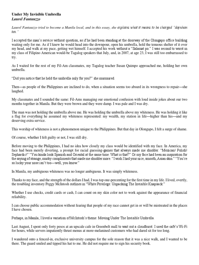 Under My Invisible Umbrella PDF Philippines