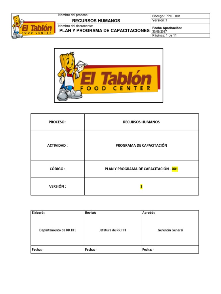 Plan de Capacitación para Recursos Humanos | PDF | Gestión de recursos ...