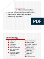 Outline: Evolution of Telecommunications Simple Telephone Communication Basics of A Switching System Switching Systems