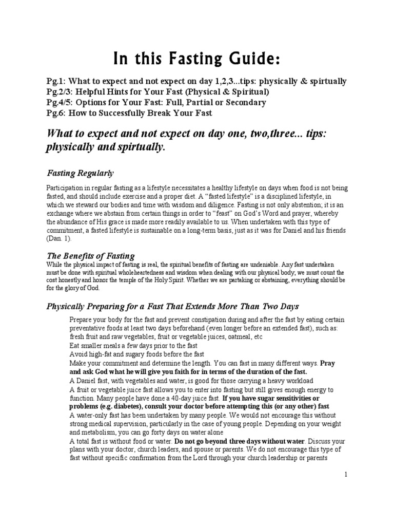 40 Day Fasting Instructions PDF Fasting Drink