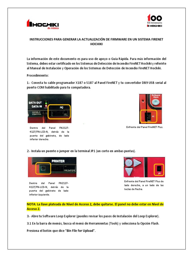 Actualización de Firmware FireNET Hochiki | PDF | USB | Software