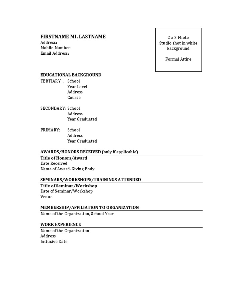 CV Format | PDF