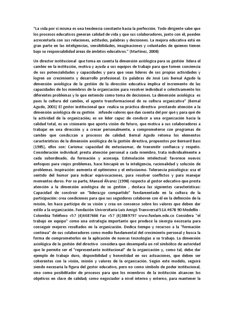 Dimensiòn Axiològica de La Gestiòn de La Direccion
