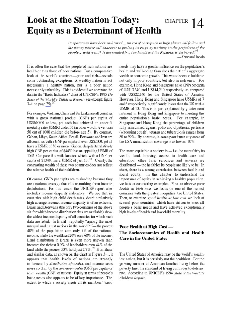 Sanders (1997) Equity As A Determinant of Health PDF Poverty