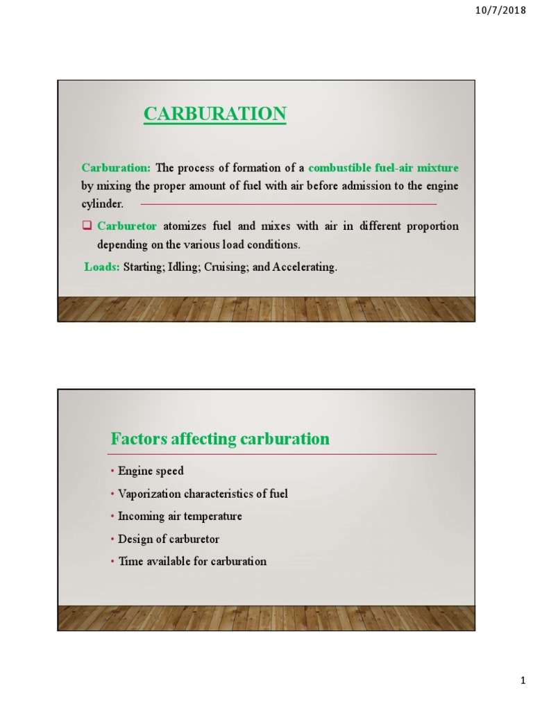 The Fundamentals of Carburetion Explaining the Processes, Components