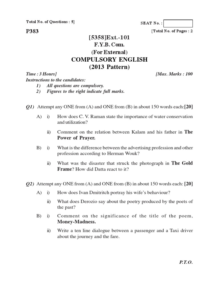 F Y B Com External 13 Pattern Pdf Book Value Balance Sheet