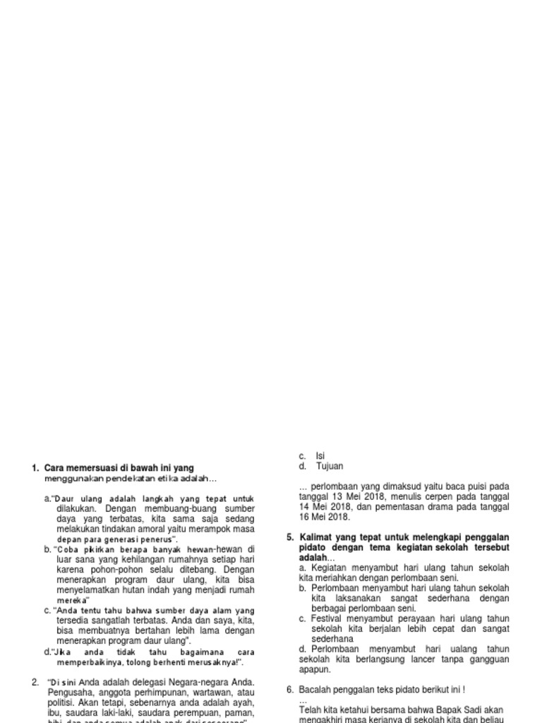 Contoh Soal Teks Pidato Download File Guru