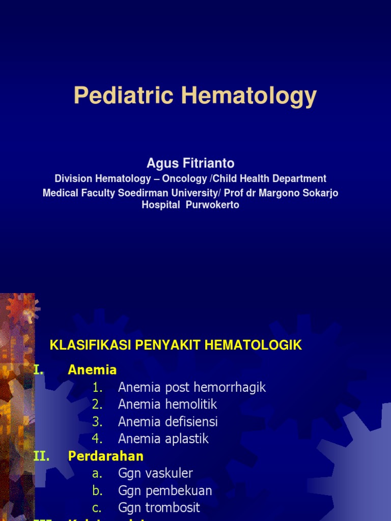 Classification and Etiology of Pediatric Hematological Disorders | PDF ...