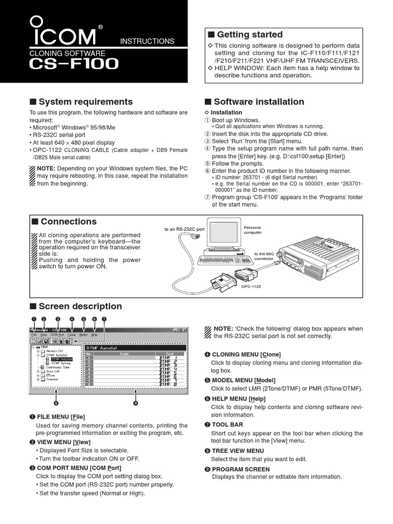 Icom Programming Guide | PDF | Menu (Computing) | Microsoft Windows