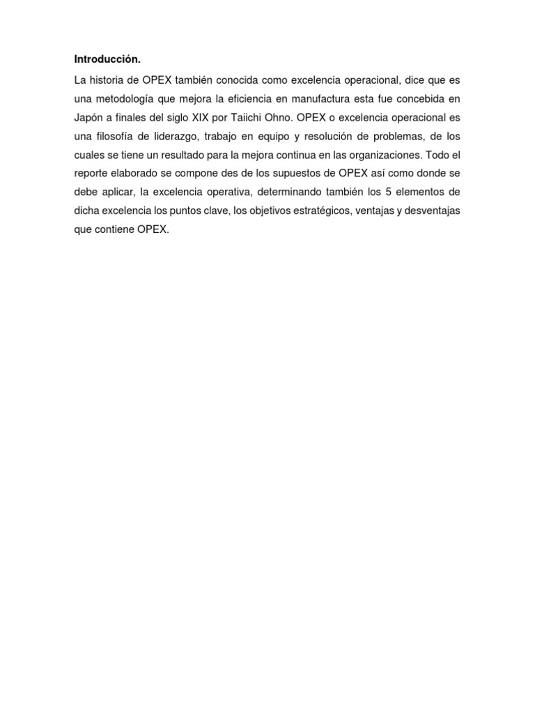 OPEX: Mejora Continua en Manufactura | PDF | Business | Economias