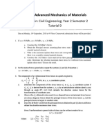 CE: 2051: Advanced Mechanics of Materials: SLIIT/Curtin: Civil Engineering: Year 2 Semester 2 Tutorial 9