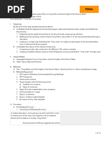 Lesson Plan On King Arthur