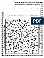 Resuelve operaciones matemáticas y colorea un dibujo según claves