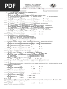 Final Examination in Statistics and Probability