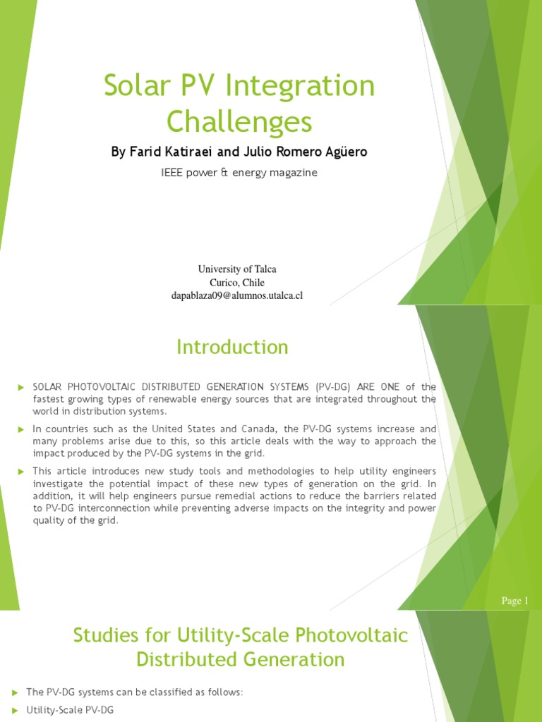Challenges of Solar PV Integration | PDF | Distributed Generation ...
