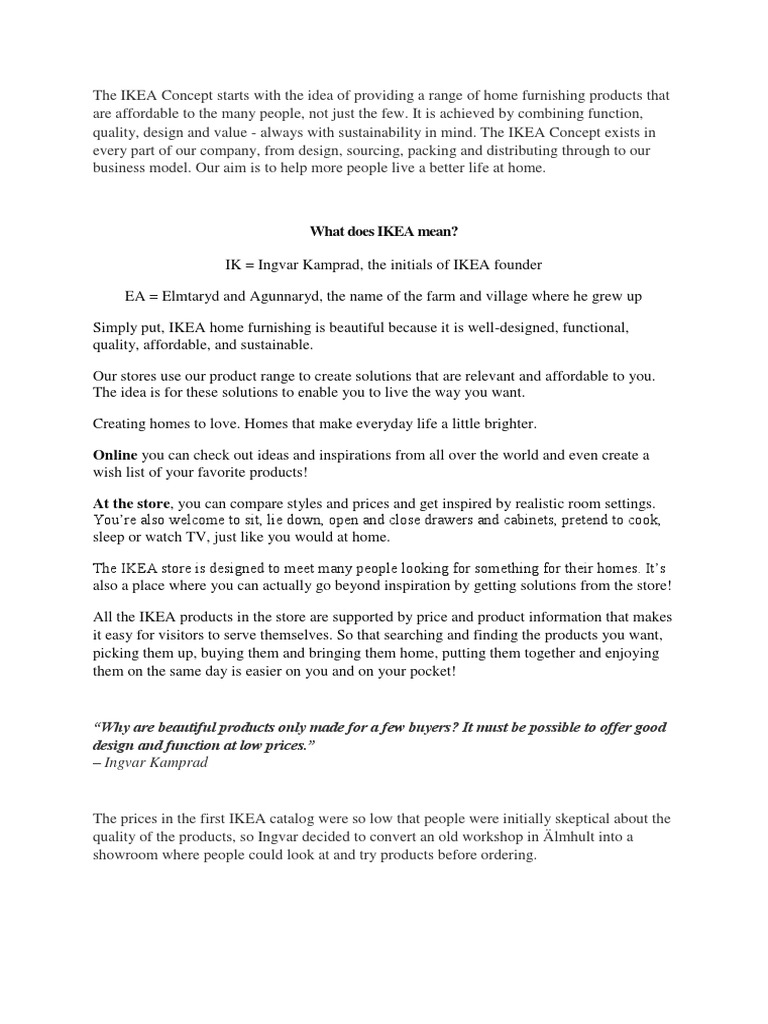 What Does IKEA Mean? PDF Economies Business