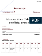 Missouri State University Unofficial Transcript