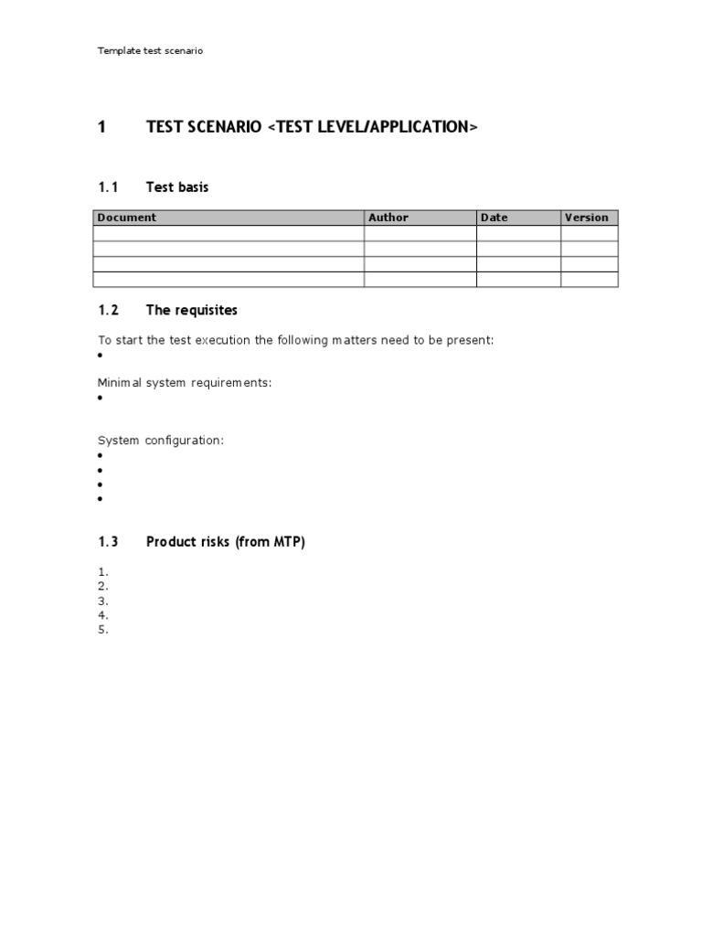 Test Scenario Template Guide | PDF | Databases | Information Technology ...