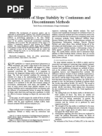 Assessment of Slope Stability by Continuum and Discontinuum Methods