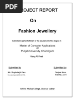 Project Report On Fashion Jewellery: Master of Computer Applications Punjab University, Chandigarh