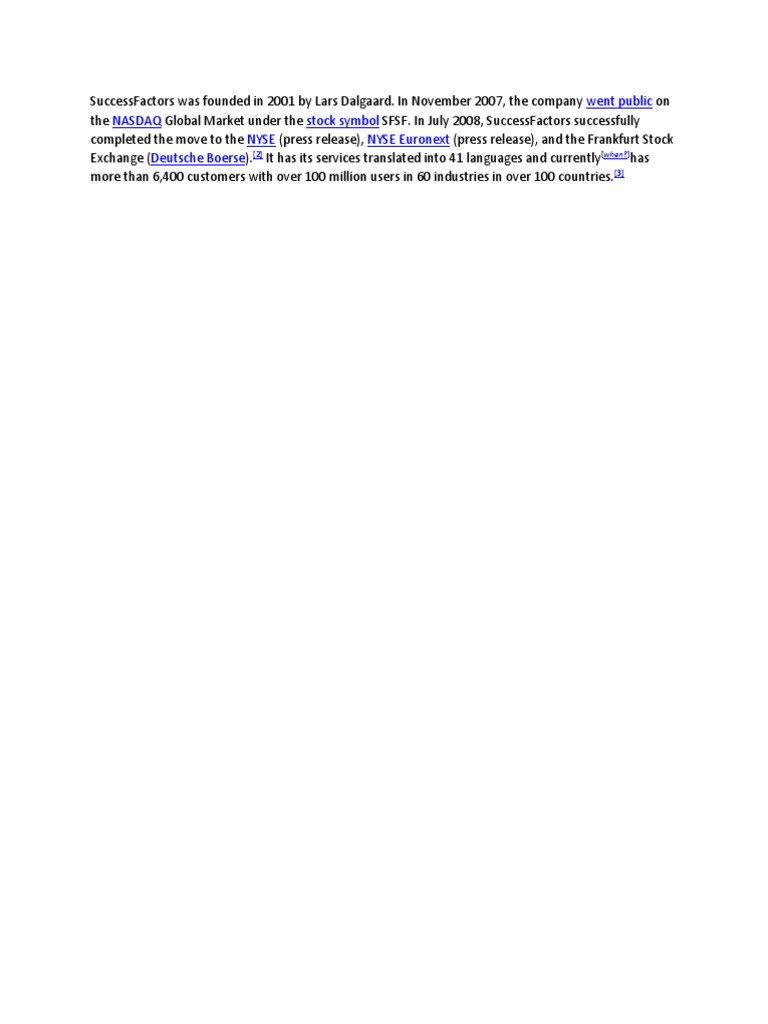 SuccessFactors Was Founded in 2001 by Lars Dalgaard | PDF