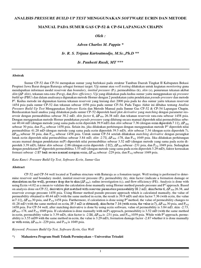 Pressure Build Up Test Using Ecrin Software and Manual Method PDF