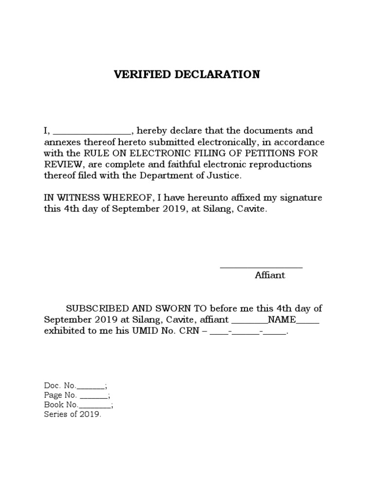 Verified Declarationi | PDF