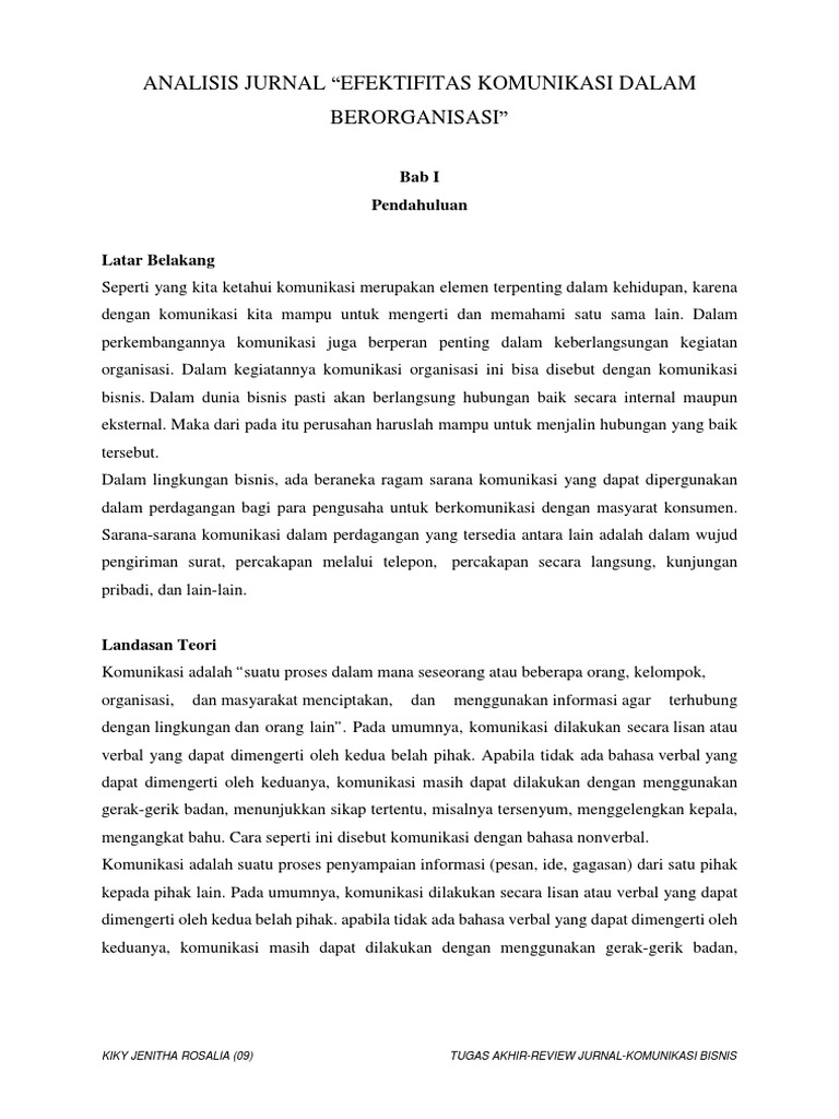 Tugas Akhir Komunikasi Bisnis Mereview Jurnal Pdf