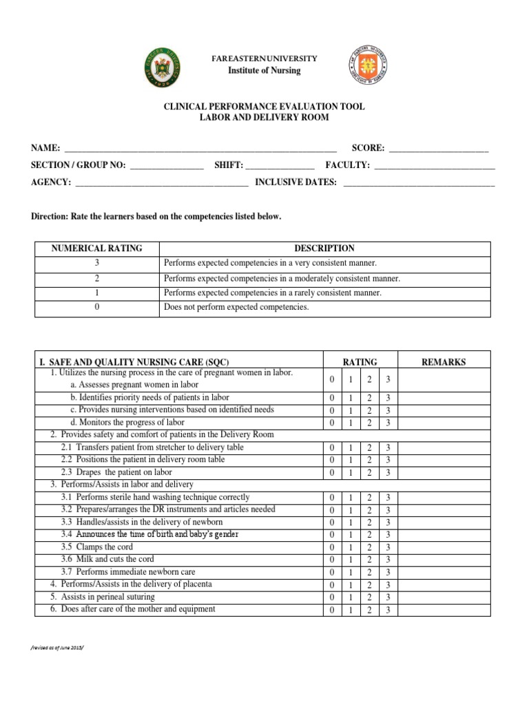 Clinical Evaluation Tool for Nursing Students | PDF | Childbirth ...