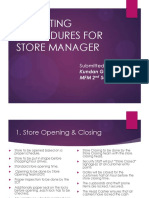 Operating Procedures For Store Manager: Submitted by