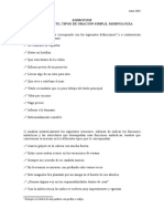 Ejercicios de tipos de texto, tipos de oración simple y morfología