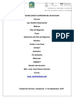 Mapa Mental de Los Elementos Que Integran Un Plan de Negocios - Yarilyn Luna Sosa PDF