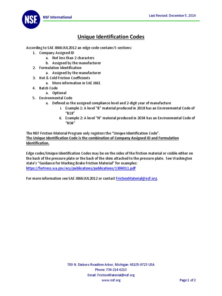 Unique Identification Codes PDF Mechanical Engineering