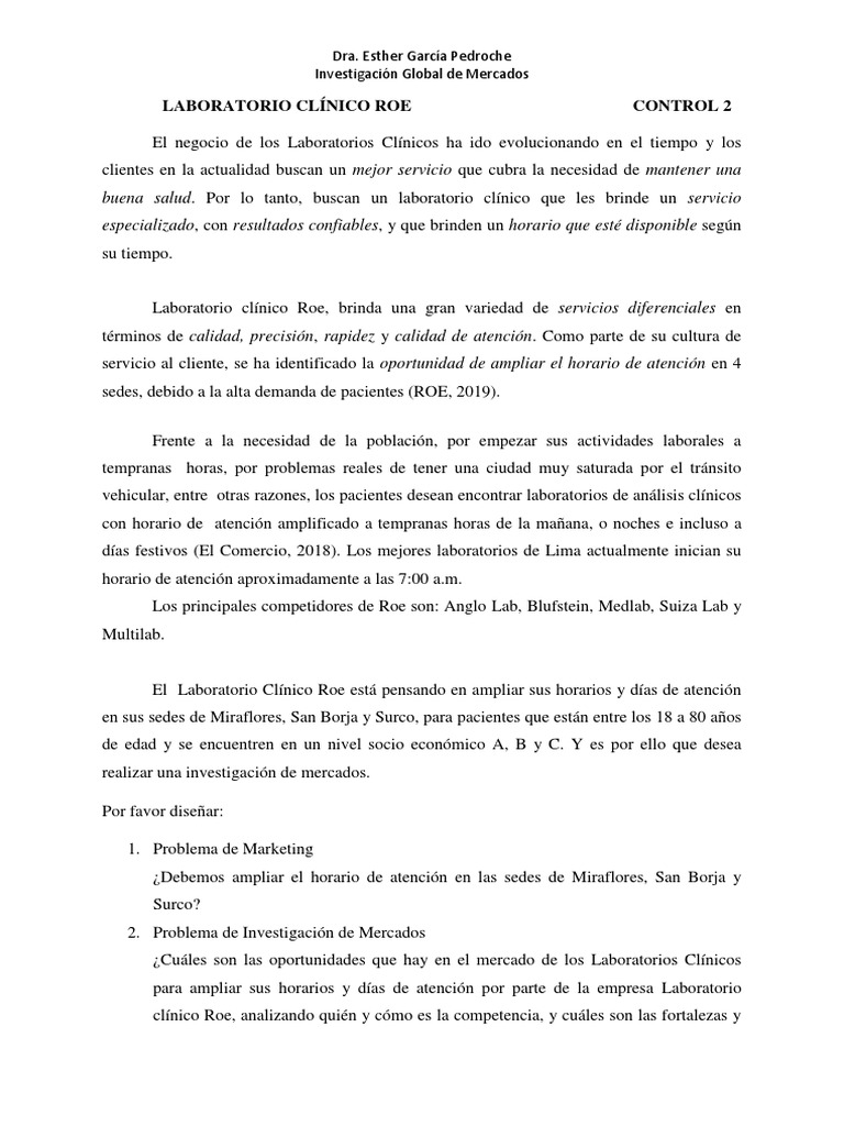 Buena Salud Por Lo Tanto Buscan Un Laboratorio Clinico Que Les Brinde Un Servicio Especializado Con Resultados Confiables Y Que Brinden Un Horario Que Este Disponible Segun Investigacion De Mercado