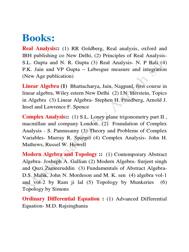 Recommended Real Analysis Texts | PDF